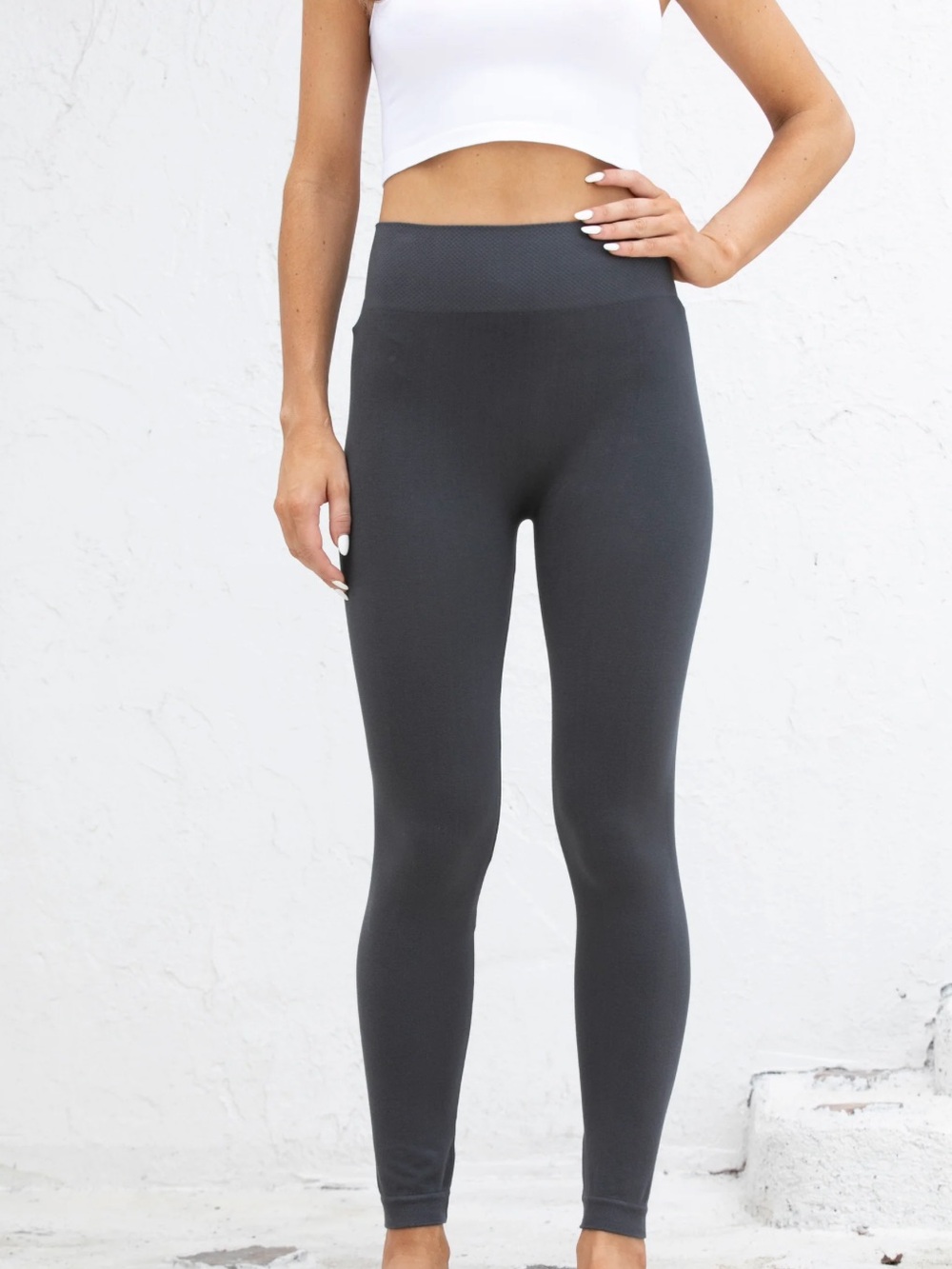 Bamboo High-Waisted Leggings in Charcoal One Size fits 4-14